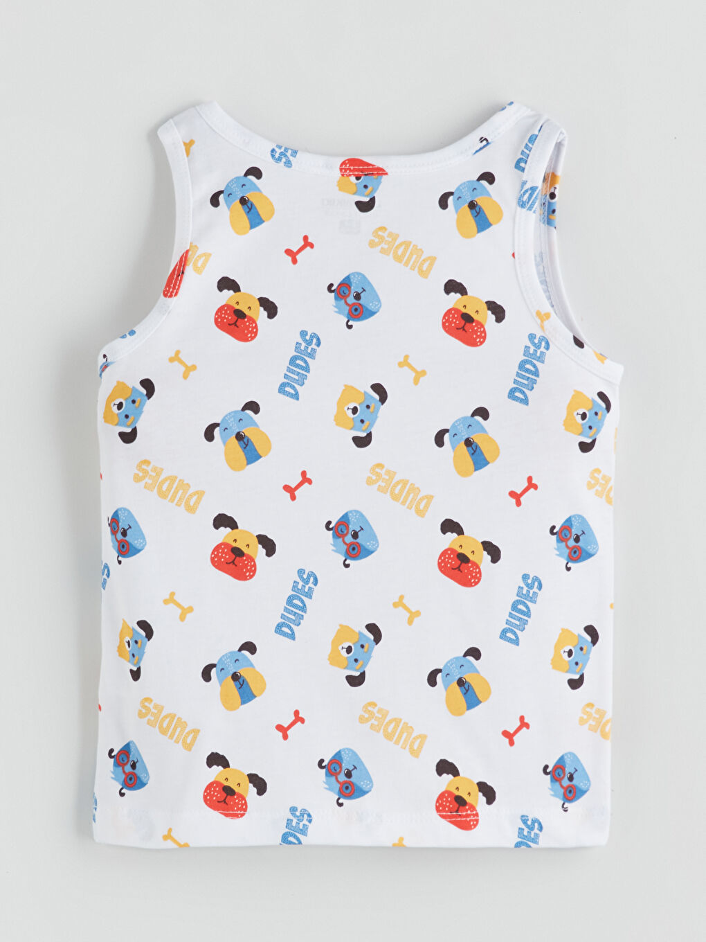 Beyaz Bisiklet Yaka Baskılı Erkek Çocuk Atlet-2