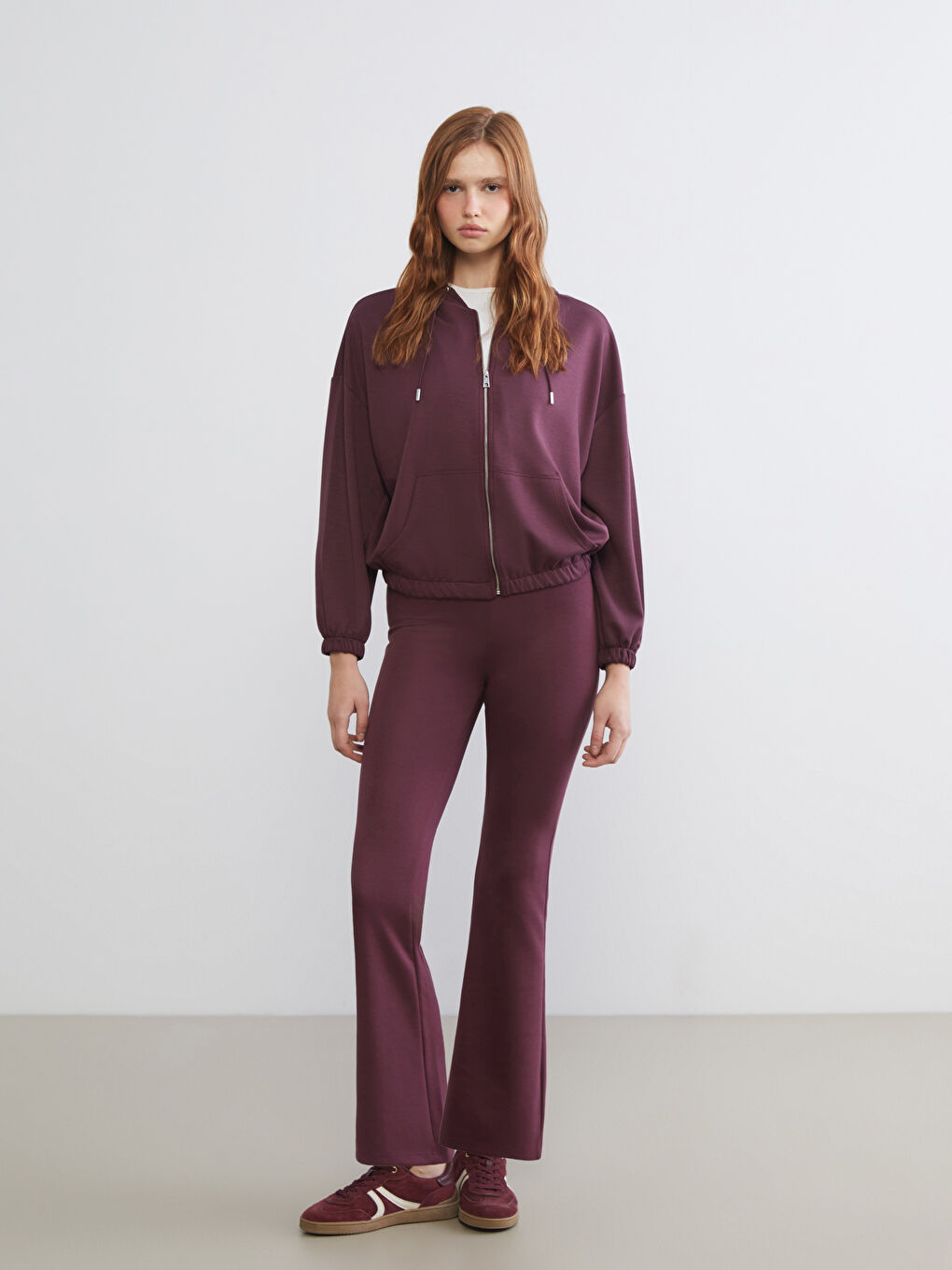 Mürdüm Beli Lastikli İspanyol Paça Kadın Eşofman Altı