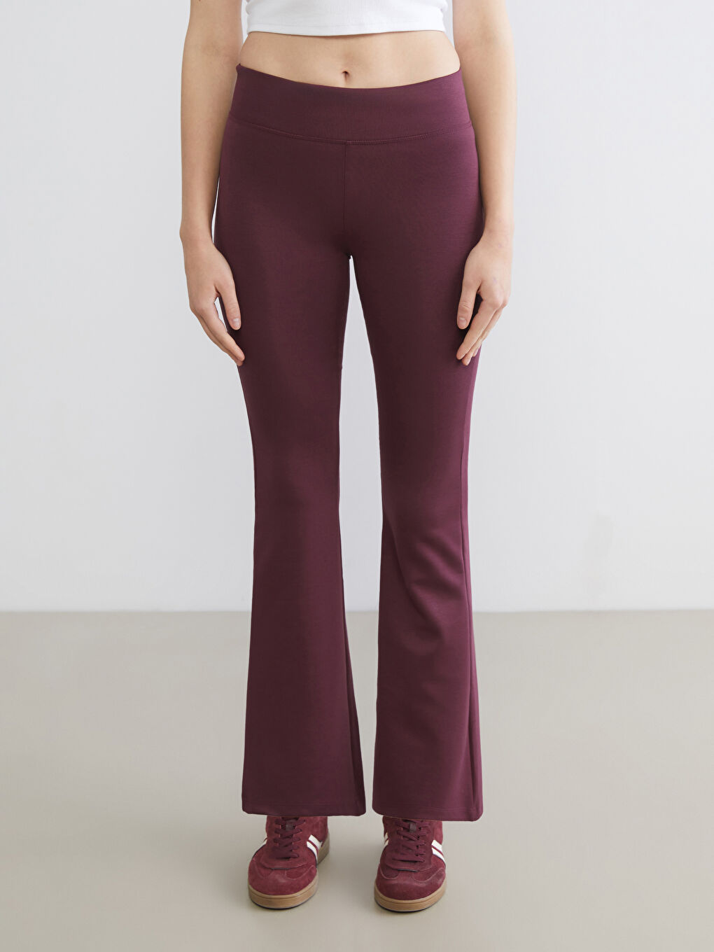 Mürdüm Beli Lastikli İspanyol Paça Kadın Eşofman Altı-1