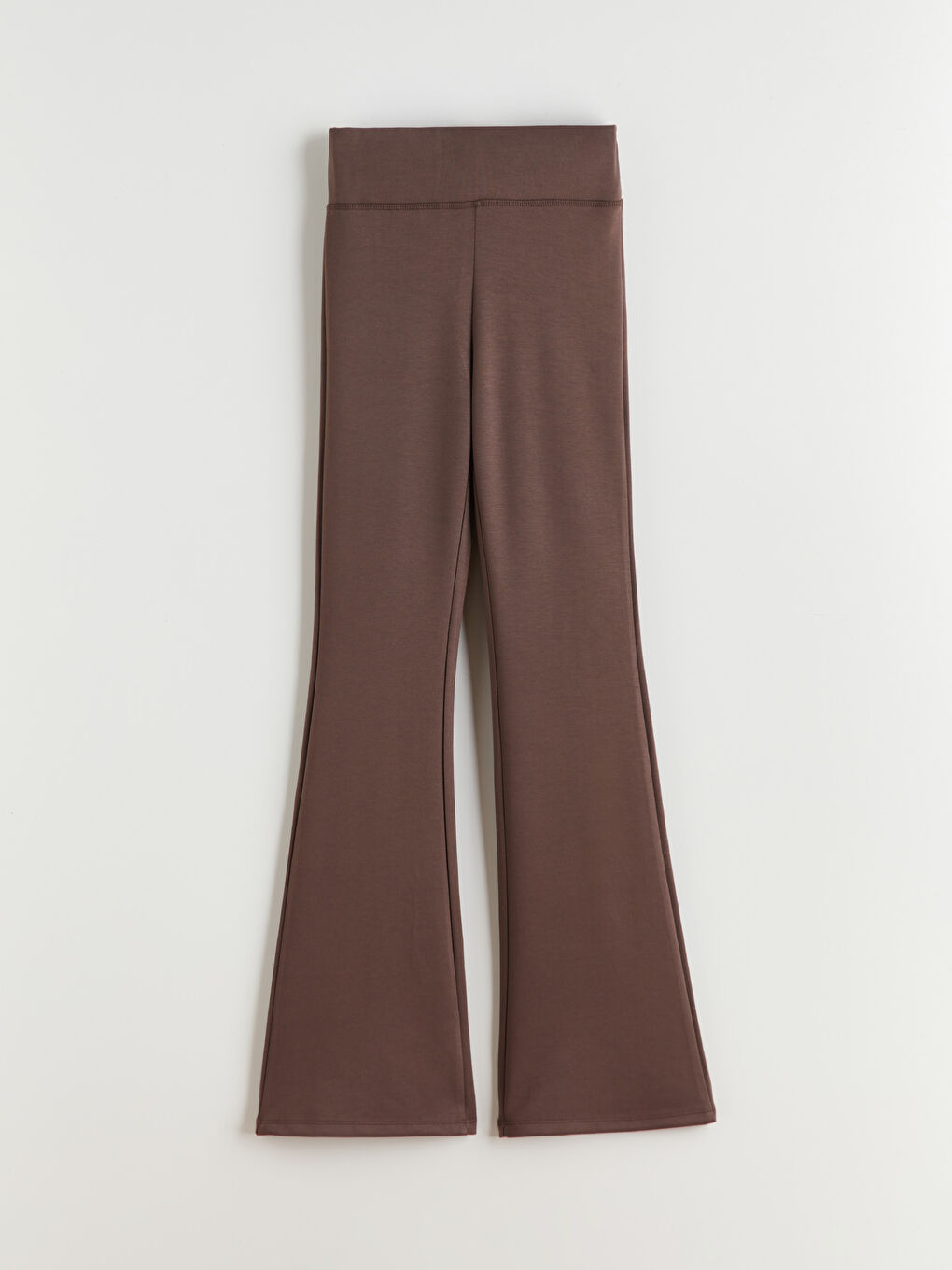 Kahverengi Beli Lastikli İspanyol Paça Kadın Eşofman Altı-4