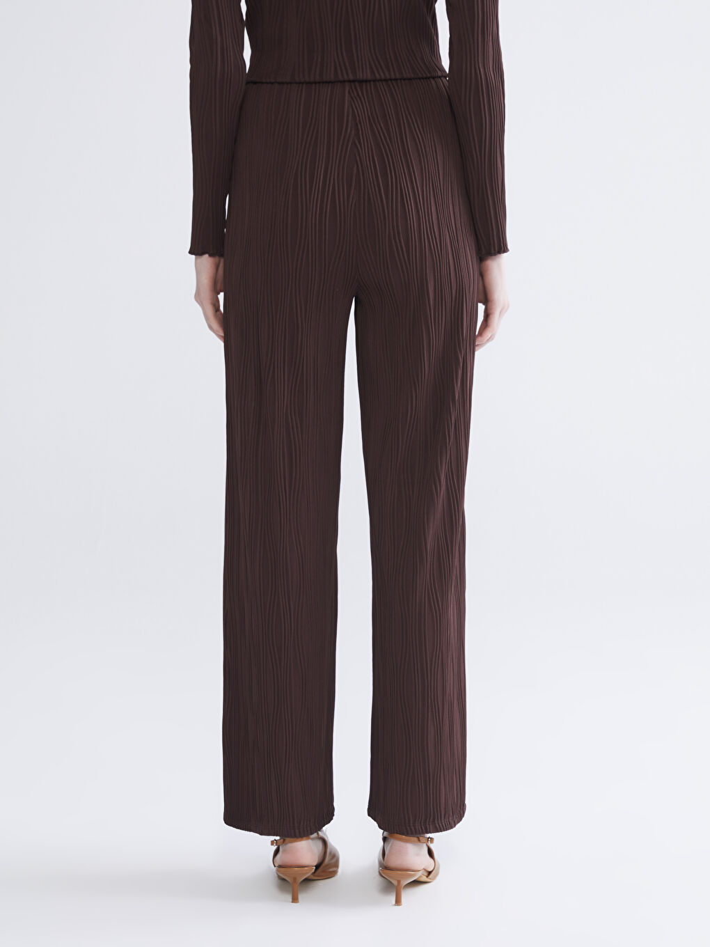 Elasticated Waist Textured Women's Trousers-3