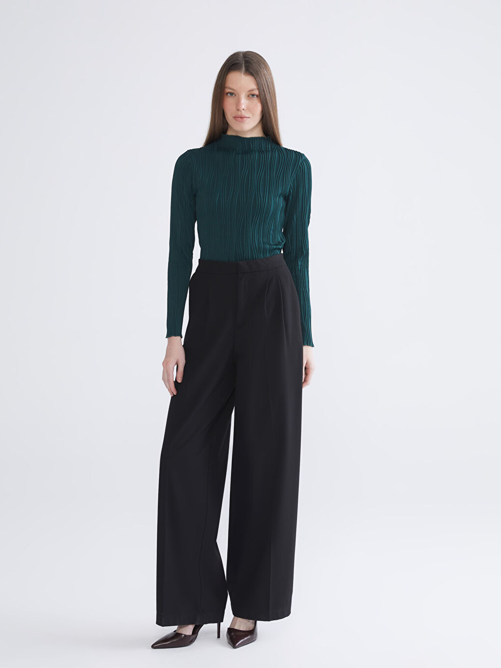 Funnel Neck Textured Women's Body-1