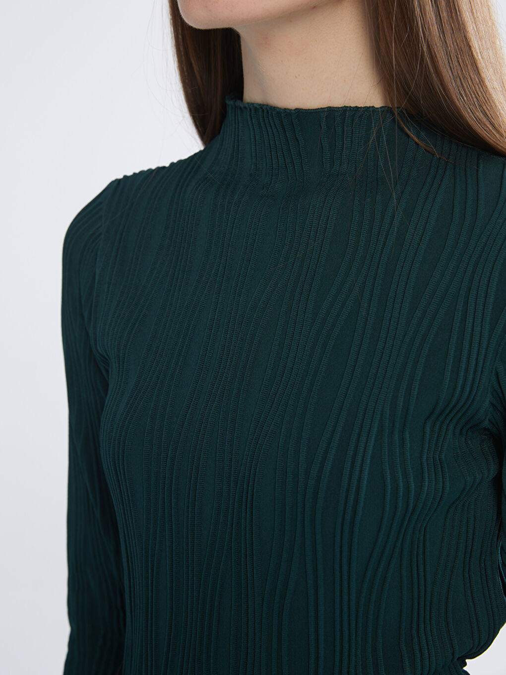 Funnel Neck Textured Women's Body-2