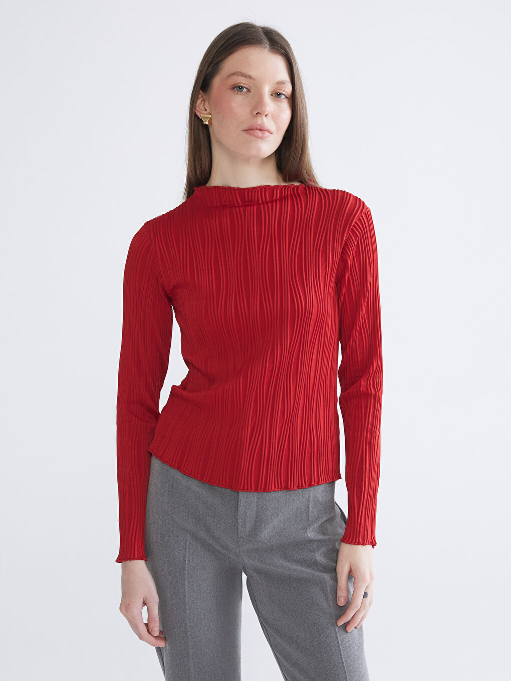 әйелдерге арналған биік жағалы рельефті боди