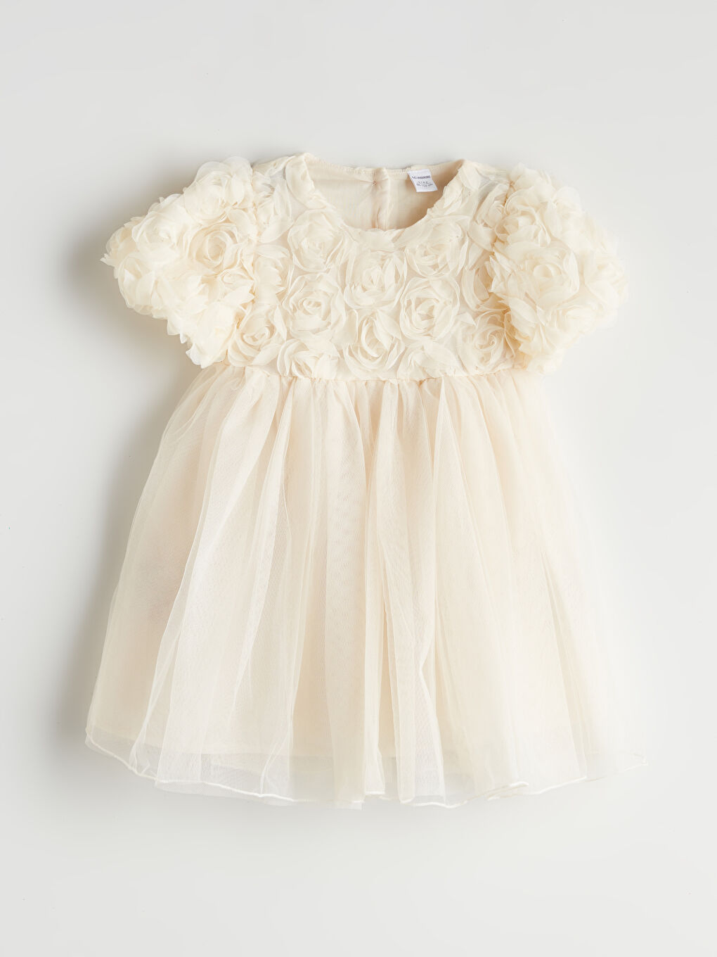 Ekru Bisiklet Yaka Kız Çocuk Abiye Elbise-2