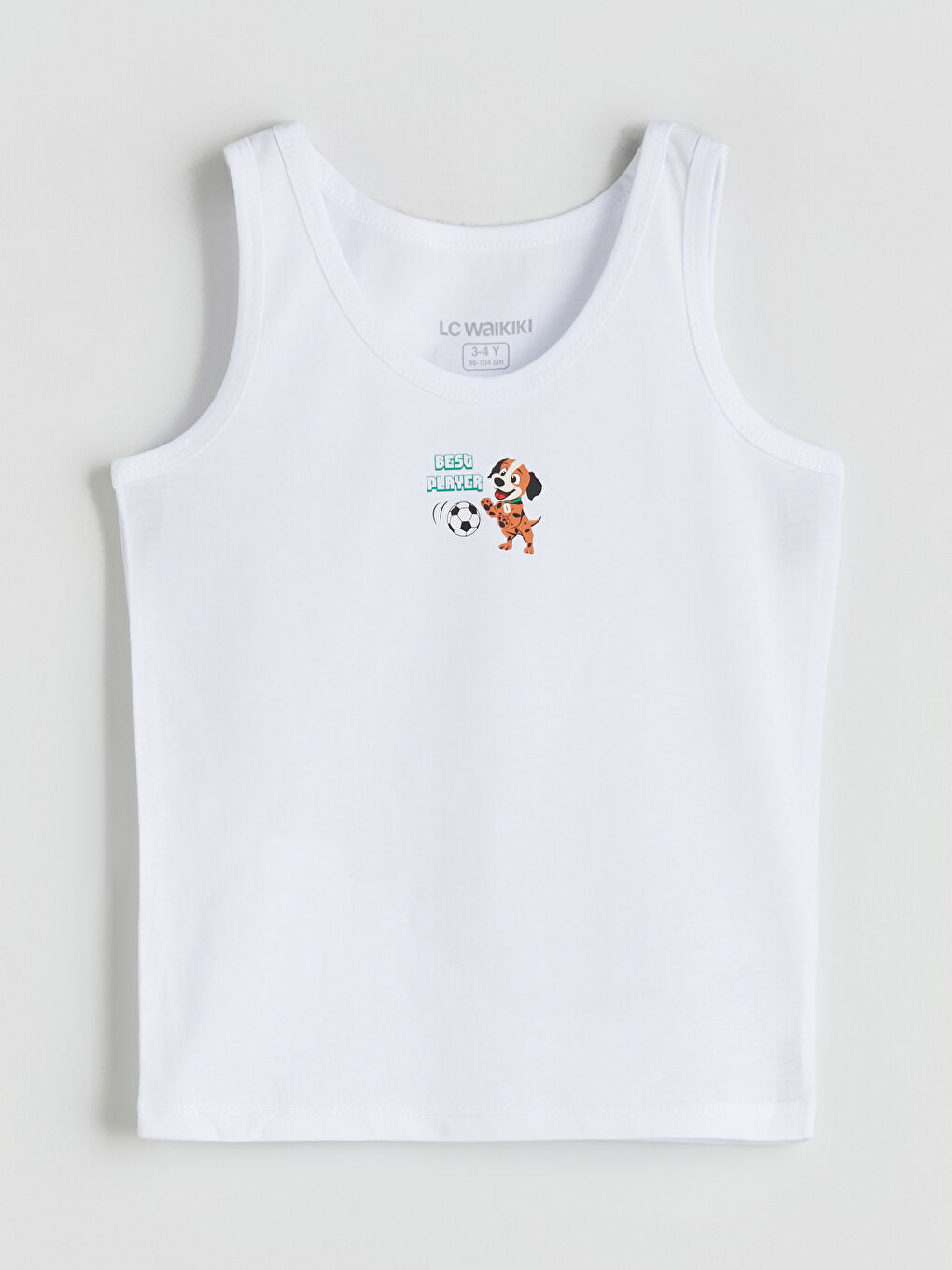 Beyaz Bisiklet Yaka Baskılı Erkek Çocuk Atlet