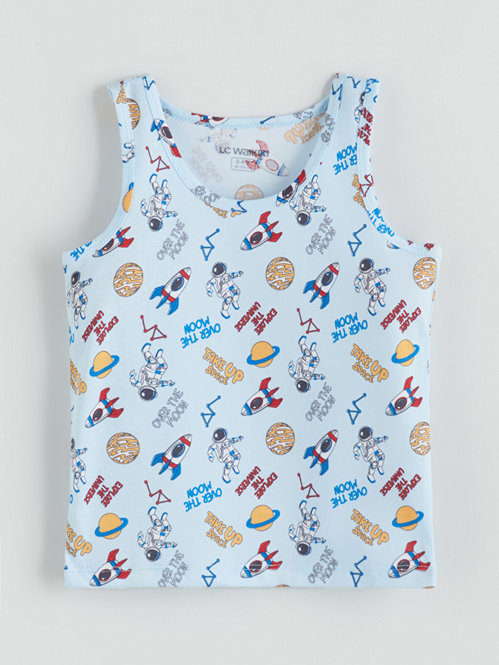 Mavi Bisiklet Yaka Baskılı Erkek Çocuk Atlet