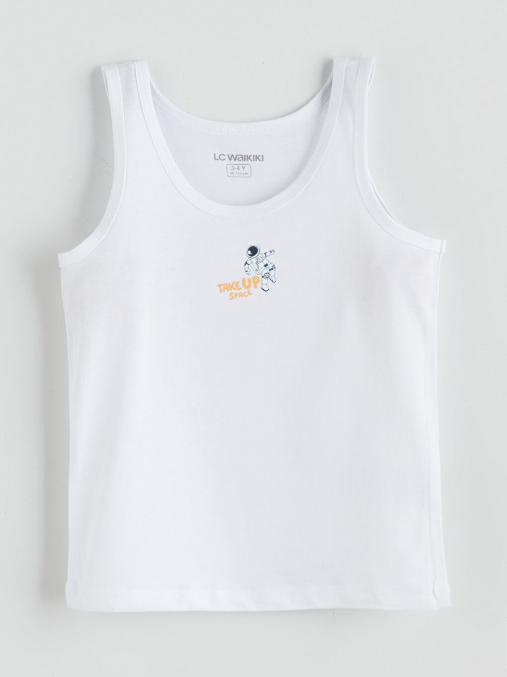 Beyaz Bisiklet Yaka Baskılı Erkek Çocuk Atlet