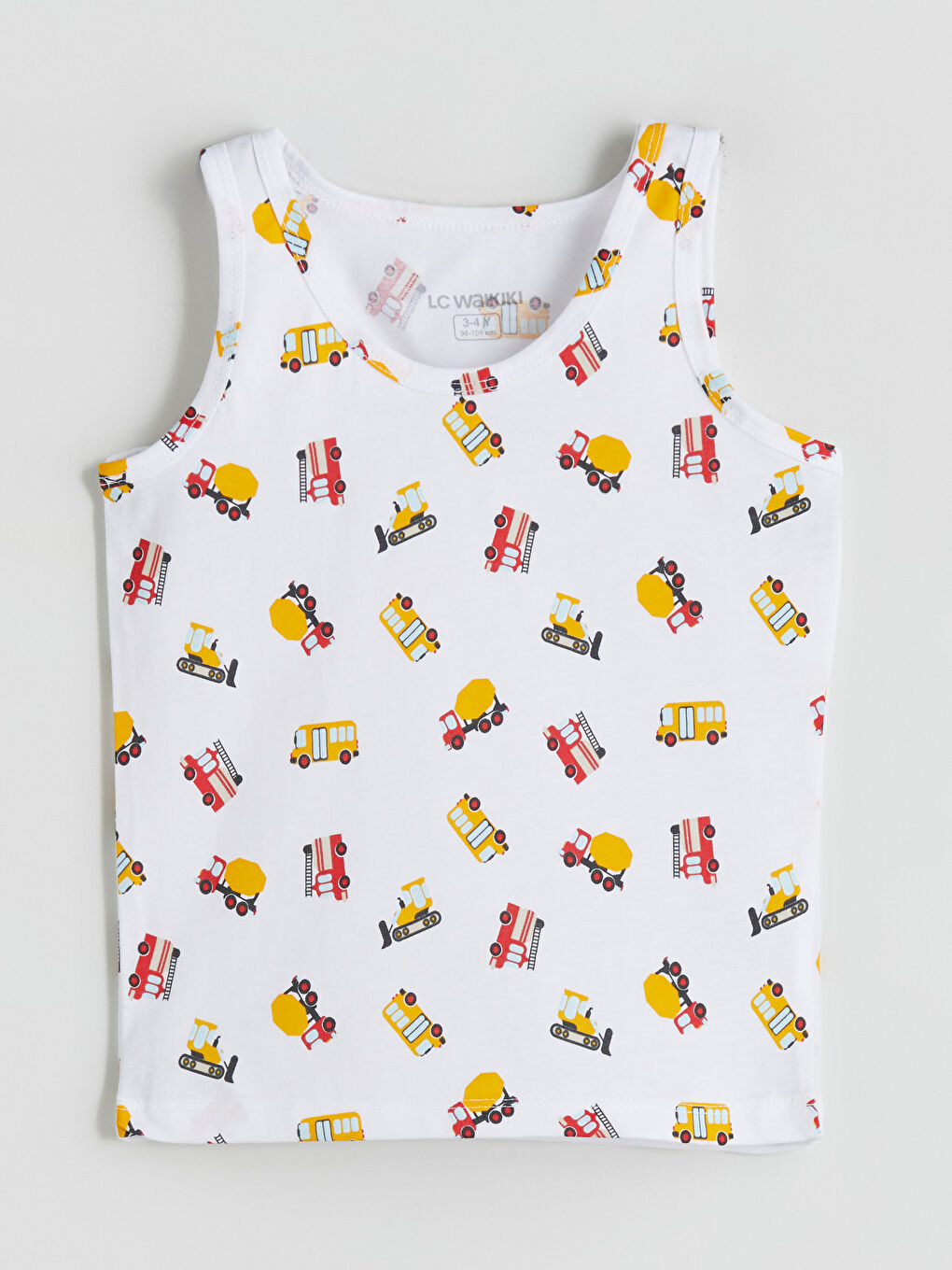 Beyaz Bisiklet Yaka Baskılı Erkek Çocuk Atlet