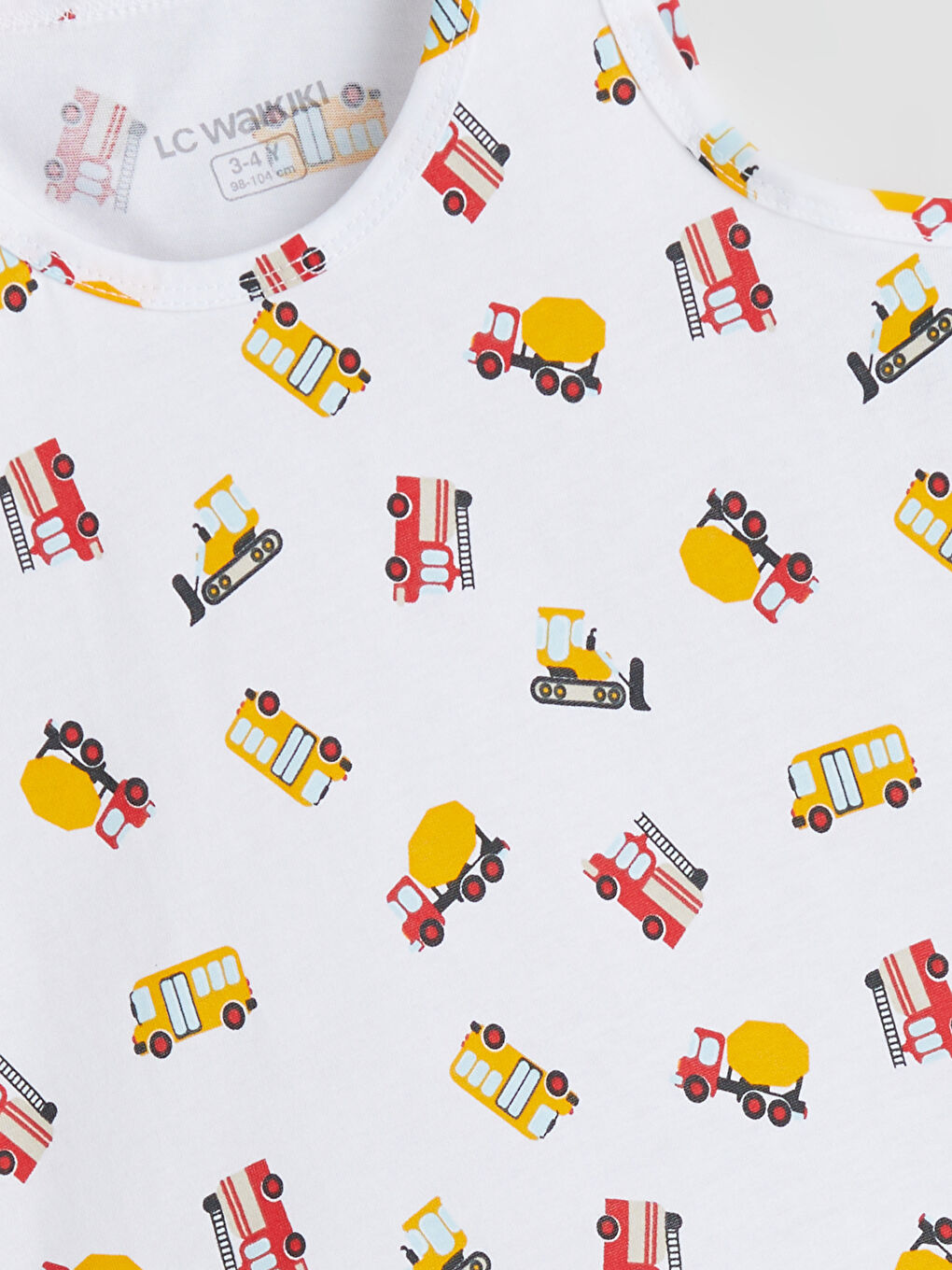 Beyaz Bisiklet Yaka Baskılı Erkek Çocuk Atlet-1