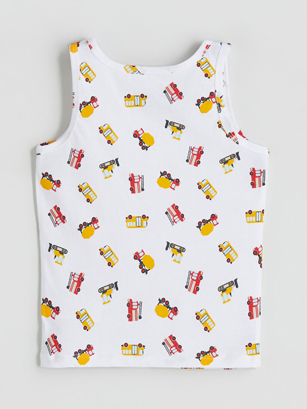 Beyaz Bisiklet Yaka Baskılı Erkek Çocuk Atlet-2