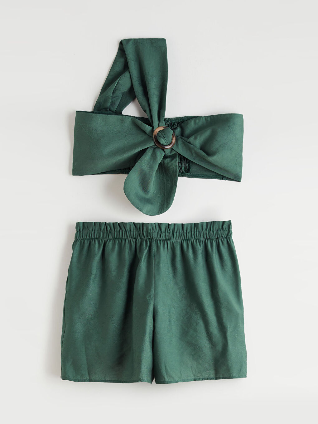 Yeşil Modal Karışımlı Kadın Şortlu Pijama Takımı-4