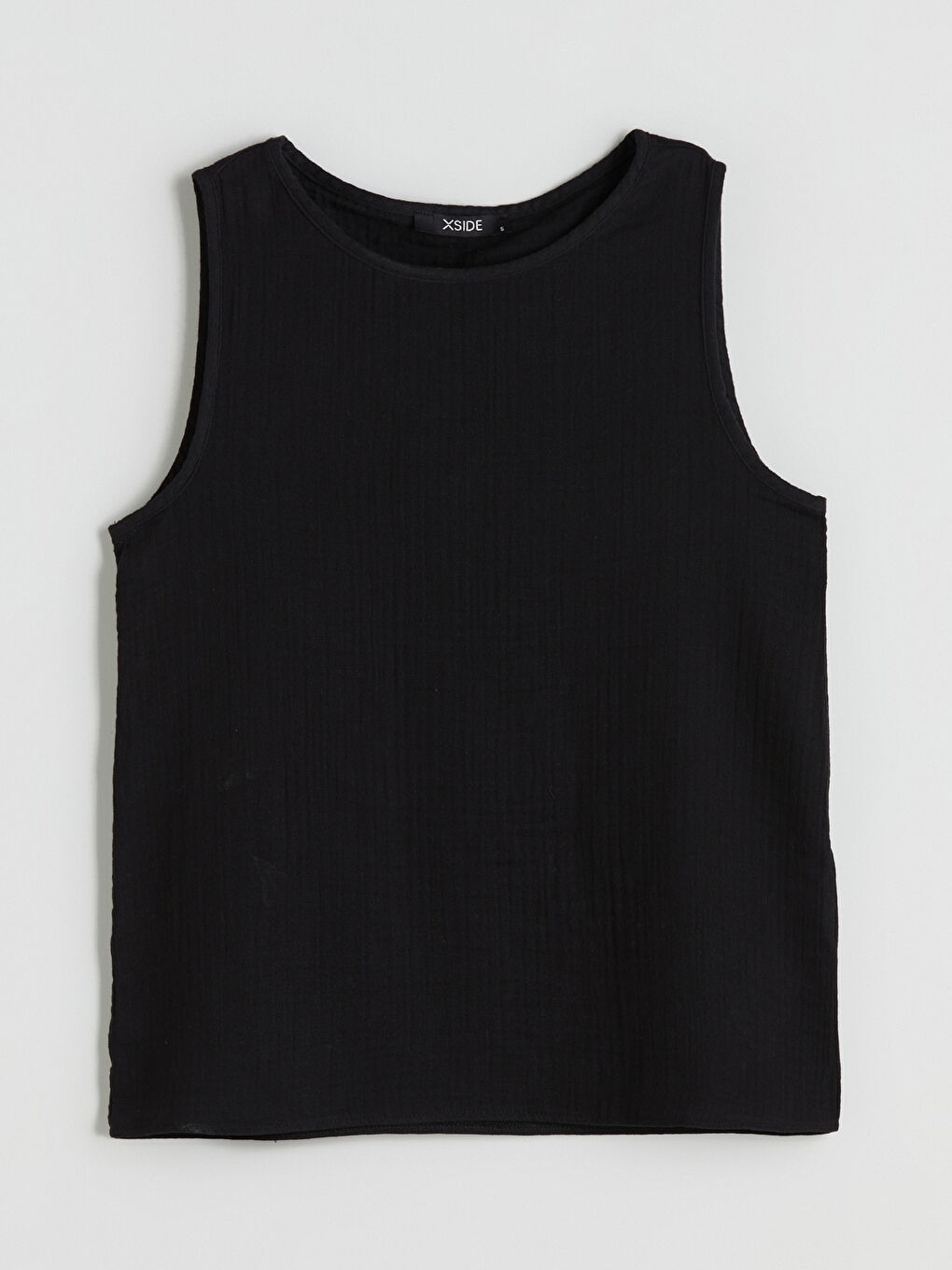 Crew Neck Textured Muslin Blouse-4