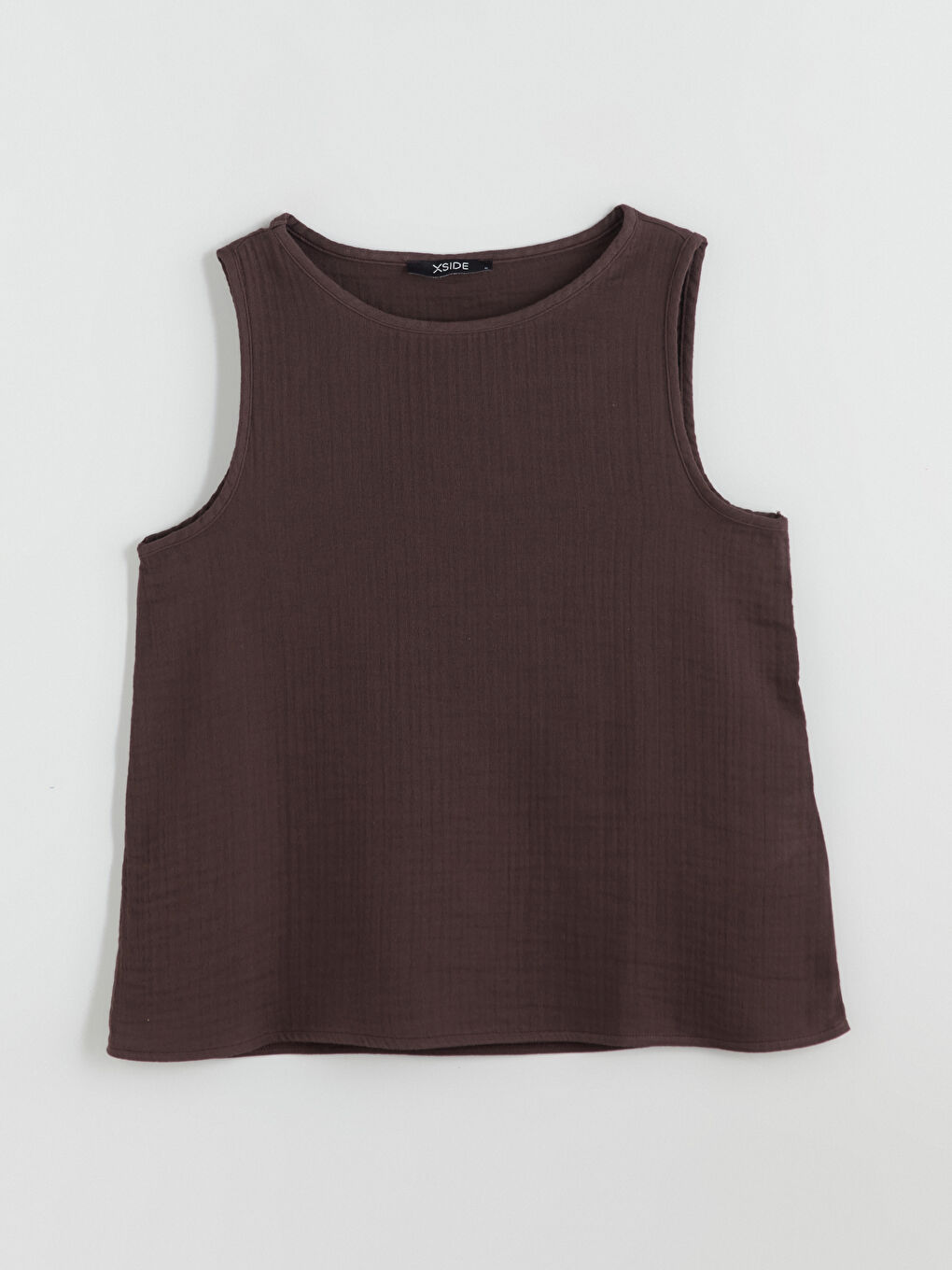 Crew Neck Textured Muslin Blouse-4