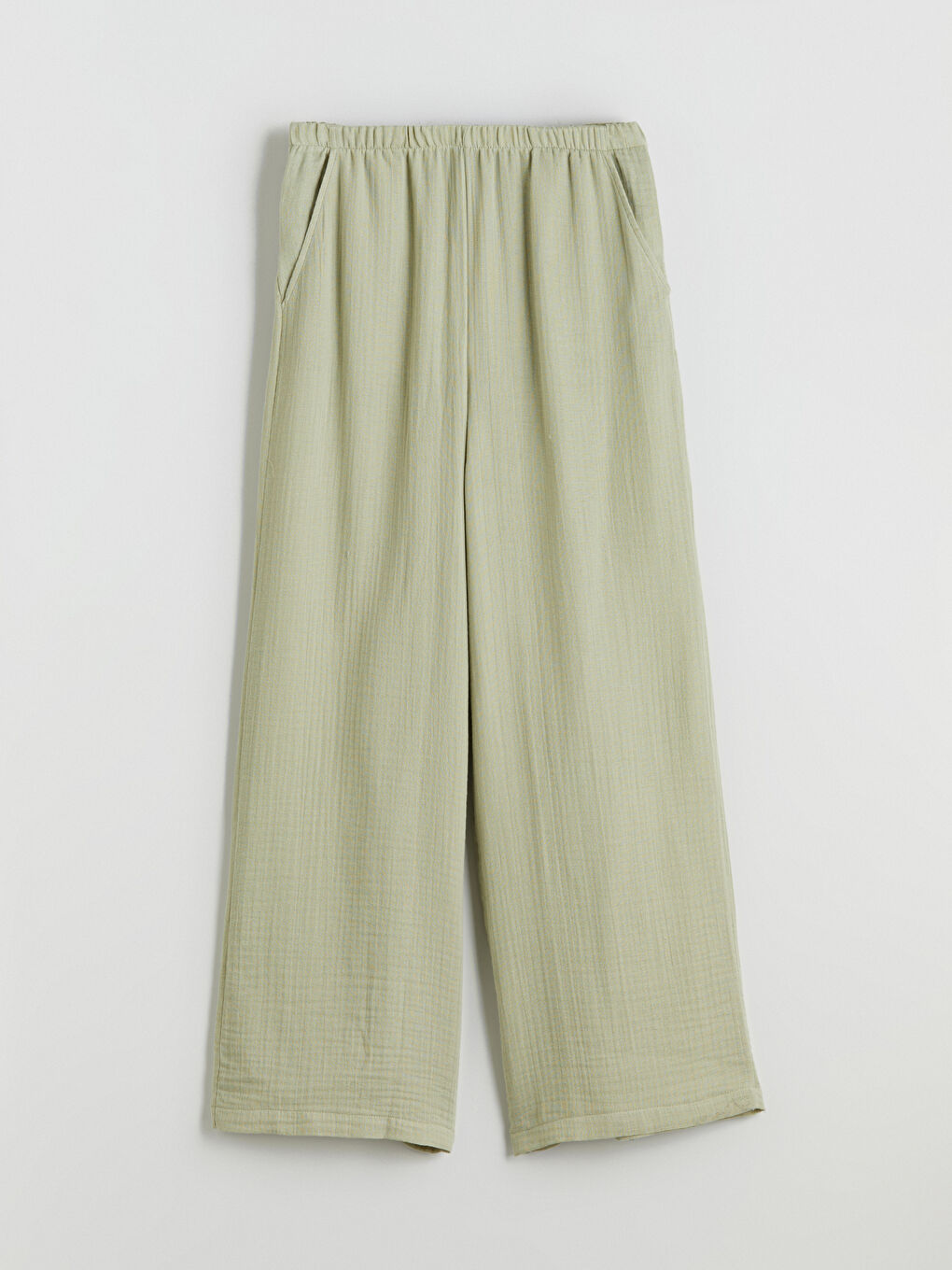 XSIDE Elastic Waist Textured Muslin Women's Trousers -W5K915Z8-CRR