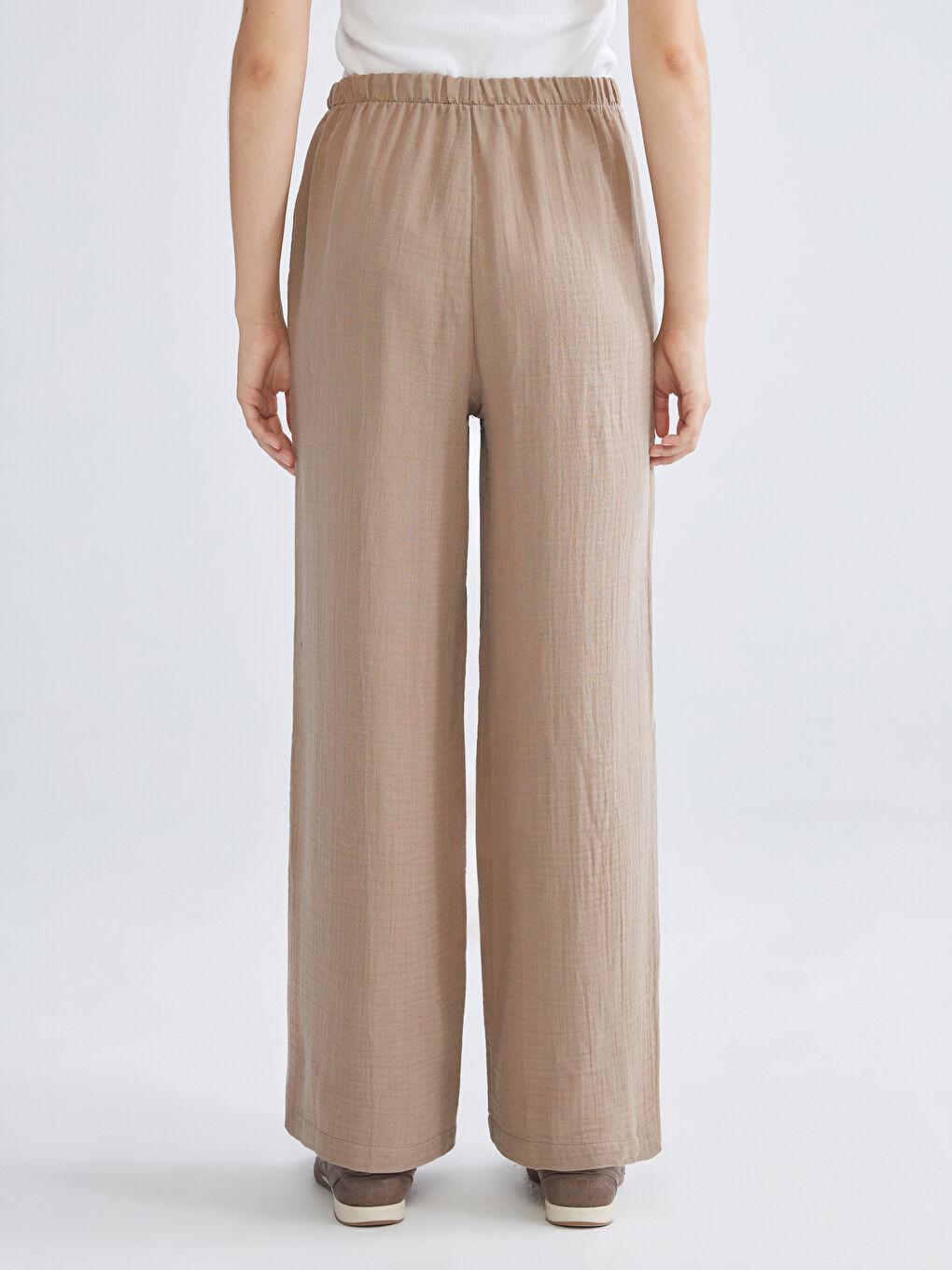 XSIDE Elastic Waist Textured Muslin Women's Trousers -W5K915Z8-PS7