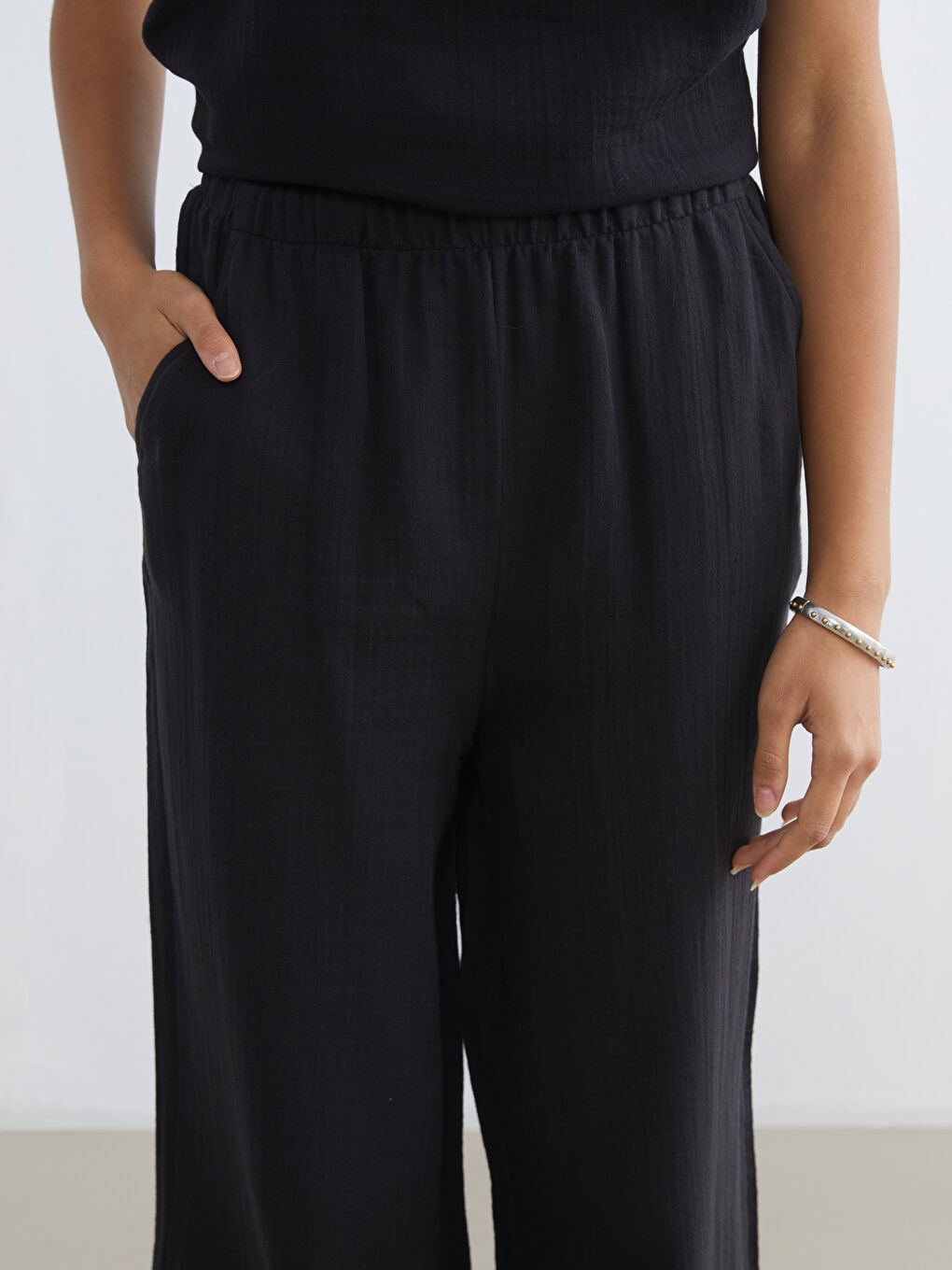 Musselinhose für Damen mit Elastischem Bund und Struktur-4