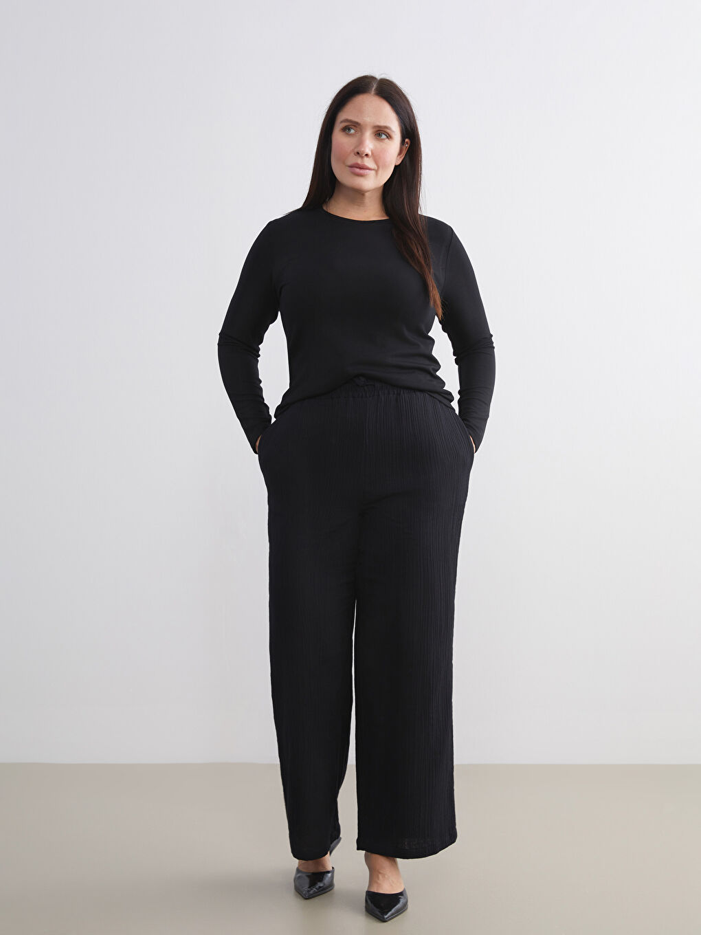 Elastični Struk Teksturirani Muslin Ženski Pantalone-2