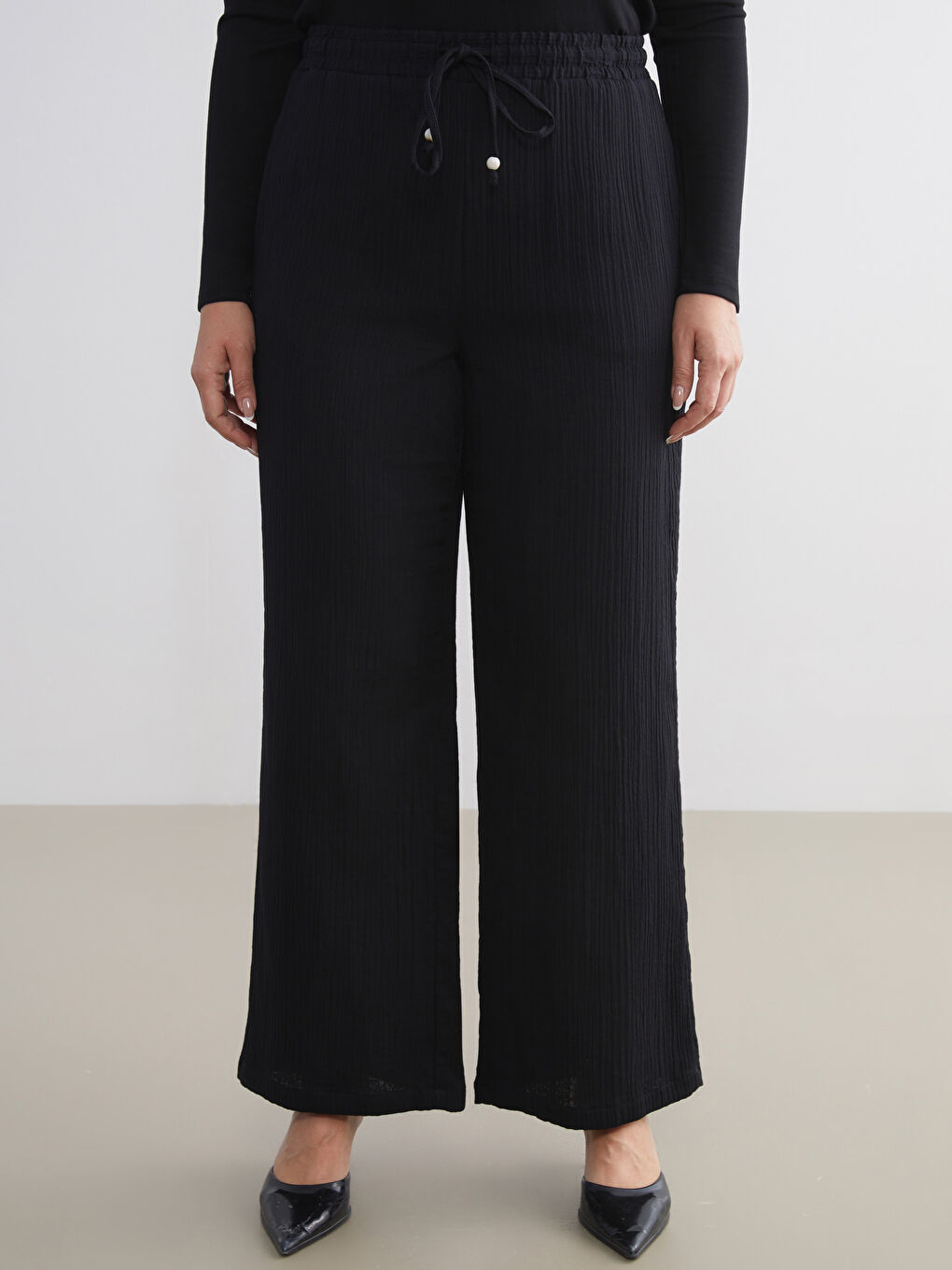 Elastični Struk Teksturirani Muslin Ženski Pantalone-9