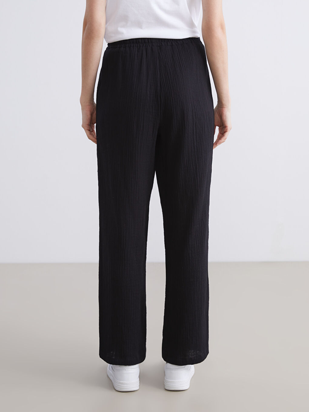 Elastični Struk Teksturirani Muslin Ženski Pantalone-8