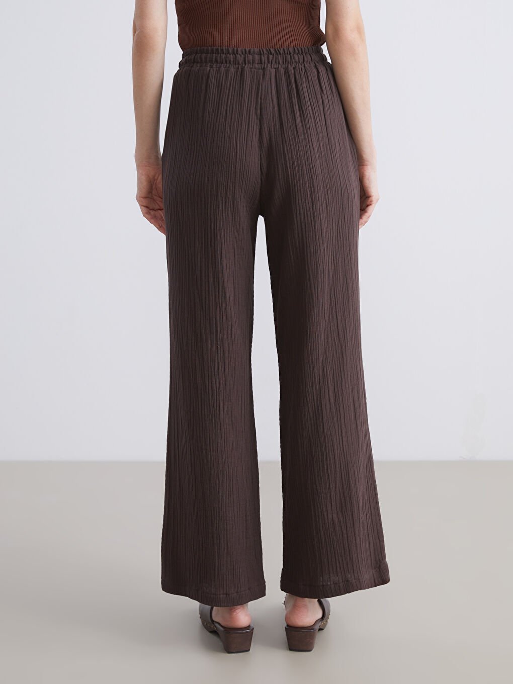 Elastični Struk Teksturirani Muslin Ženski Pantalone-3