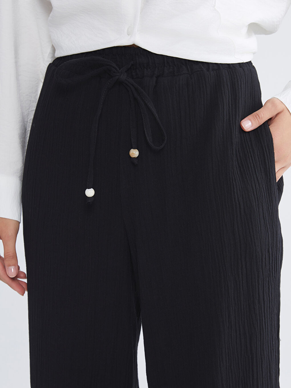 Elastični Struk Teksturirani Muslin Ženski Pantalone-5