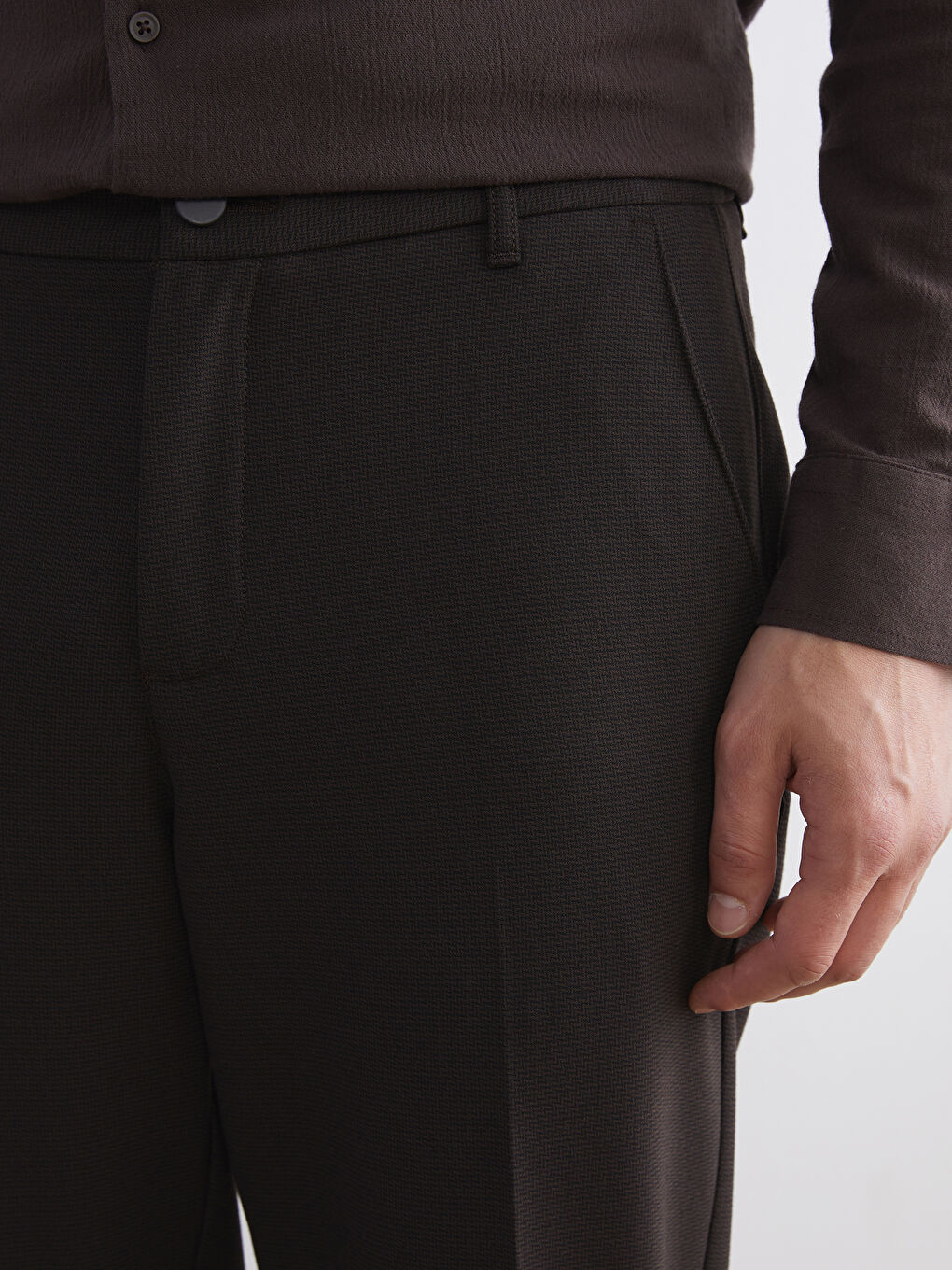 Kahverengi Standart Kalıp Erkek Chino Pantolon-2