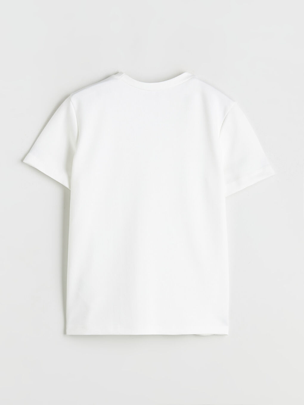 Ekru Bisiklet Yaka Taşlı Kadın Tişört-5