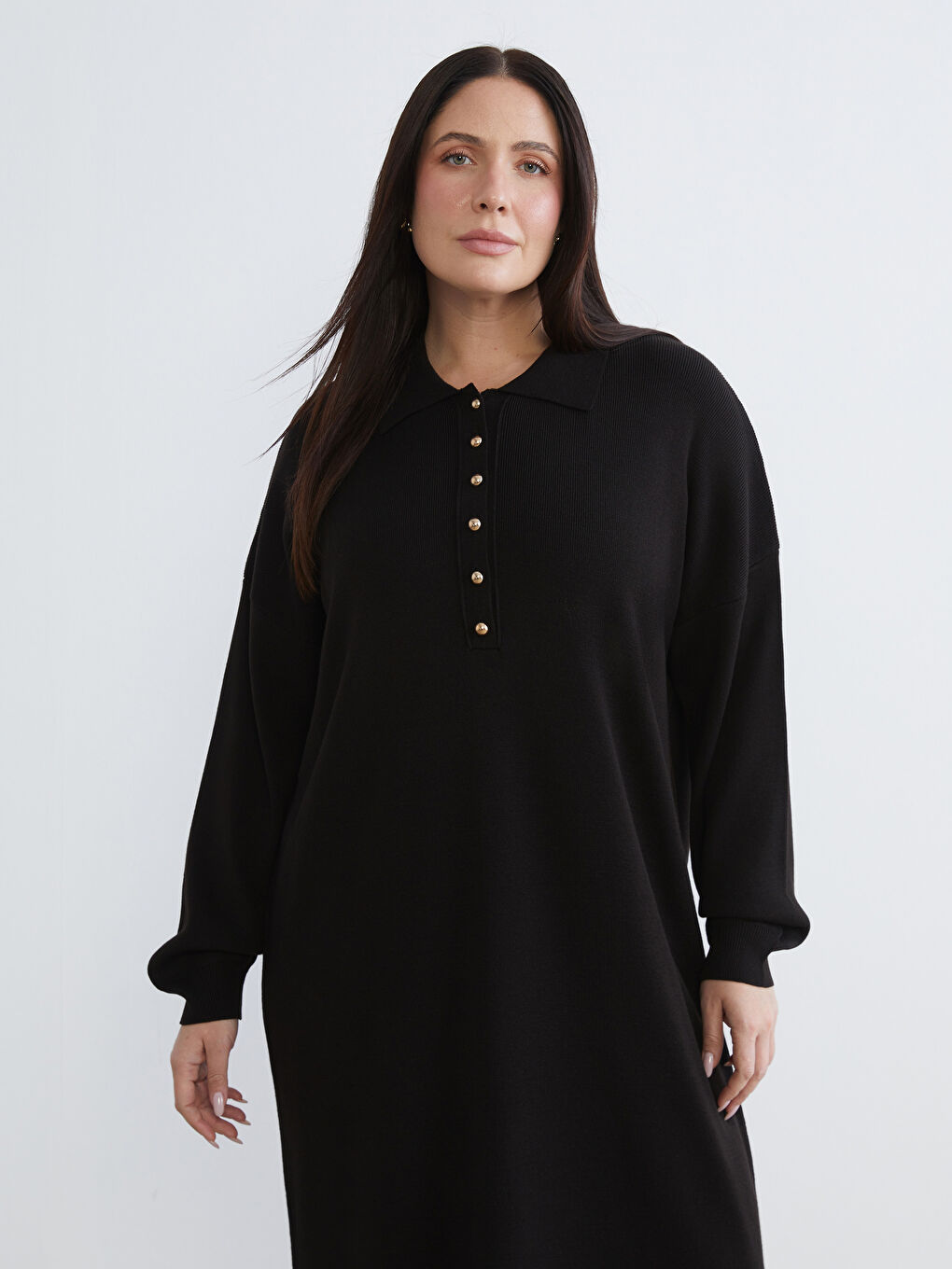 Polo Neck Knitwear Dress-1