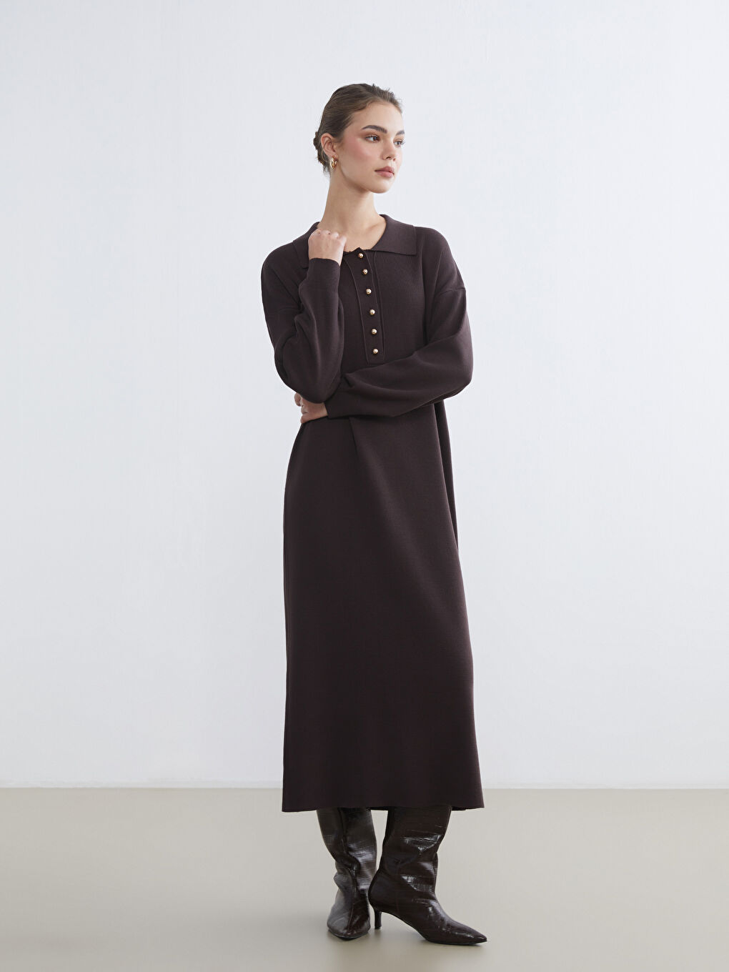 Polo Neck Knitwear Dress-1