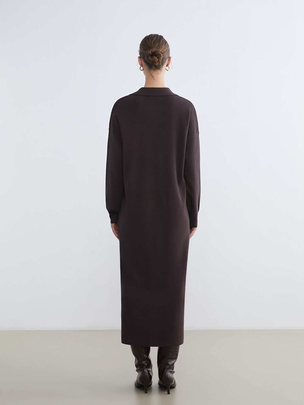 Polo Neck Knitwear Dress-3