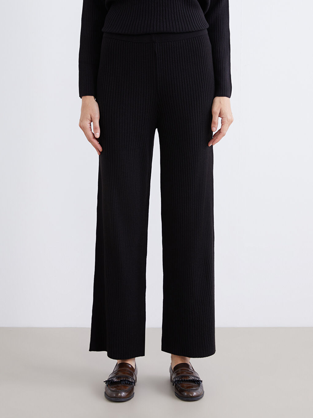 Elasticated Waist Women's Knitwear Trousers-1