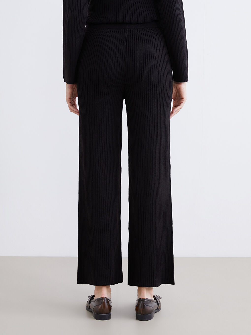 Elasticated Waist Women's Knitwear Trousers-3