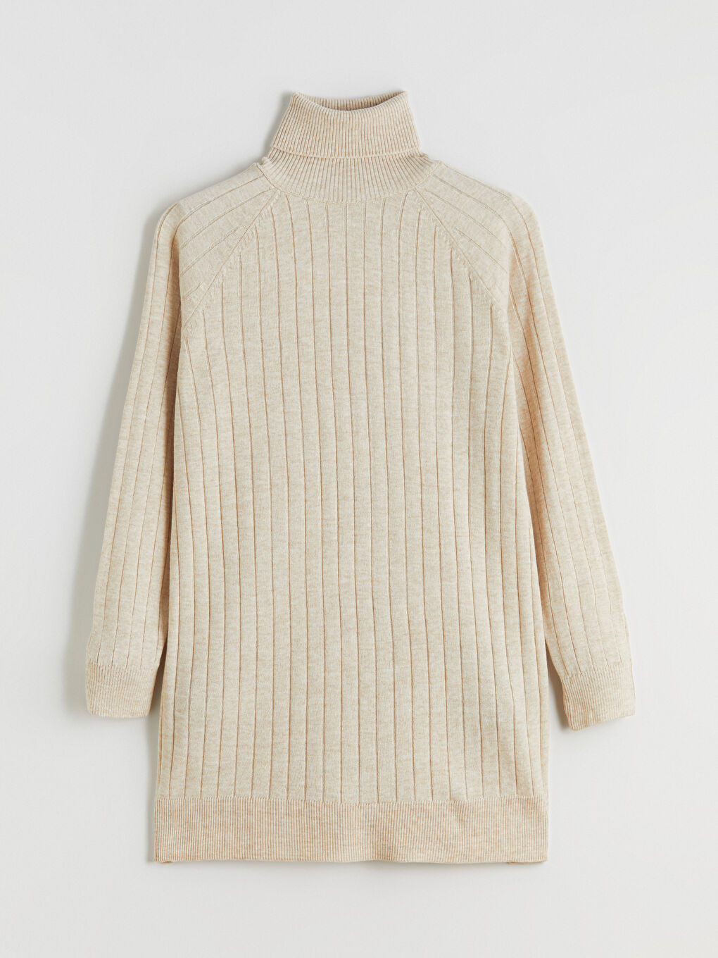 Bej Balıkçı Yaka Kadın Triko Tunik-4