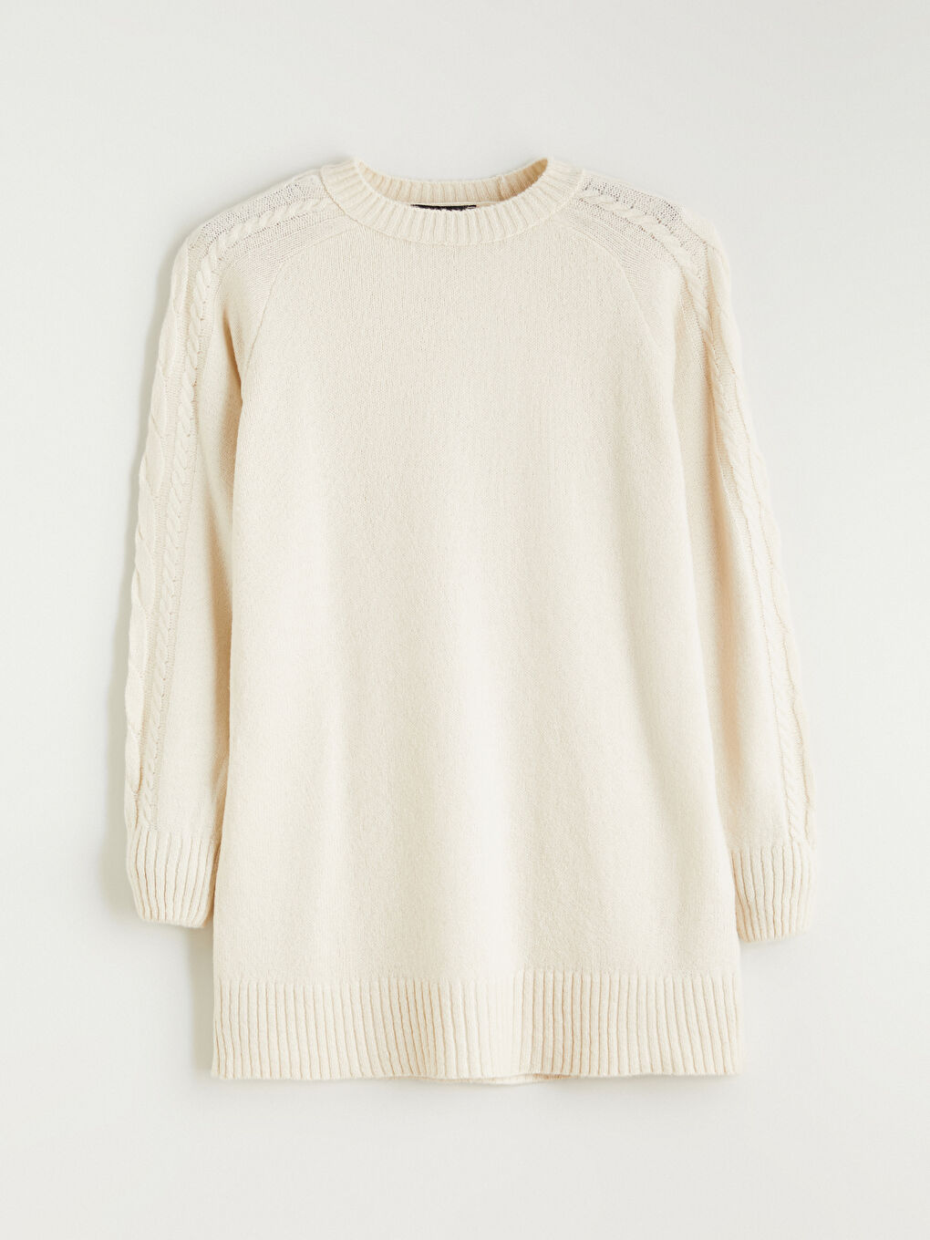 Ekru Bisiklet Yaka Kadın Triko Tunik-4