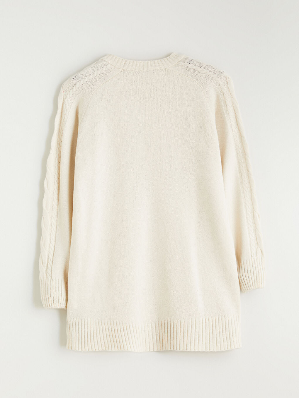 Ekru Bisiklet Yaka Kadın Triko Tunik-5