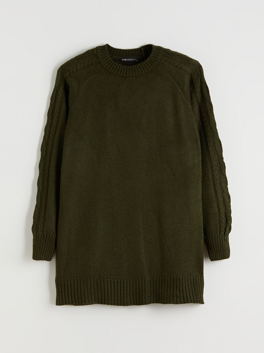 Yeşil Bisiklet Yaka Kadın Triko Tunik-4