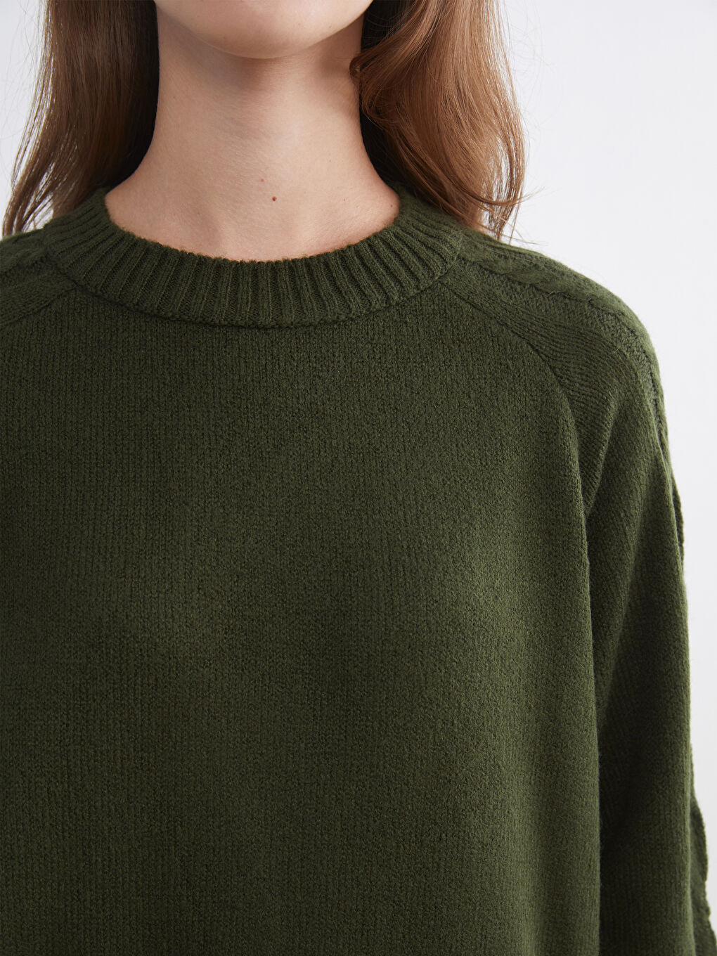 Yeşil Bisiklet Yaka Kadın Triko Tunik-2