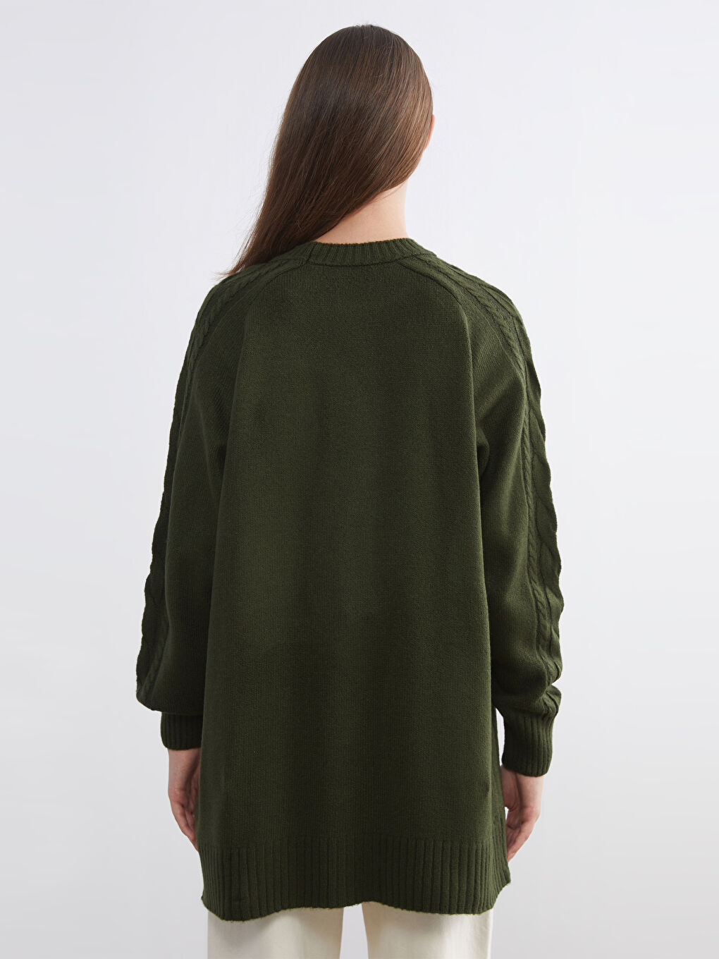 Yeşil Bisiklet Yaka Kadın Triko Tunik-3