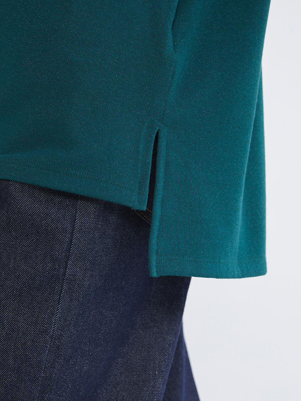 Yeşil Bisiklet Yaka Oversize Kadın Tişört-3