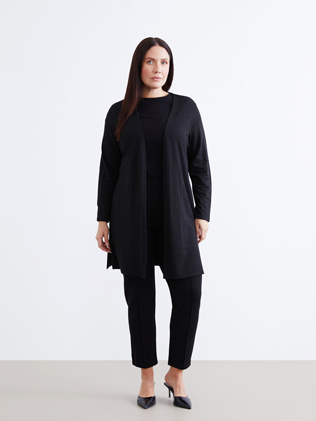 Siyah Şal Yaka Kadın Hırka-1