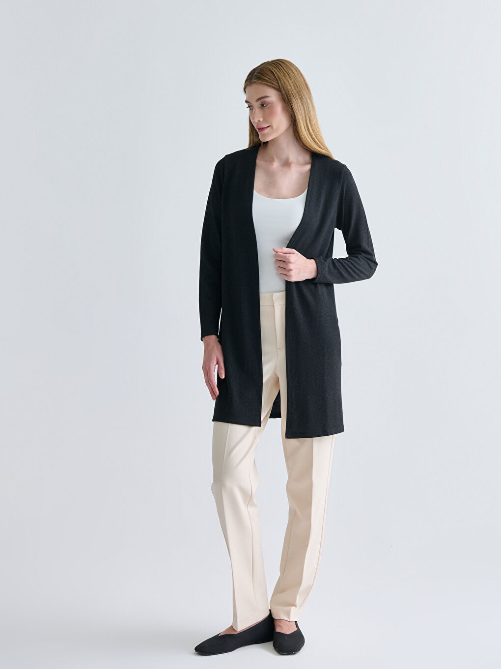 Siyah Şal Yaka Kadın Hırka