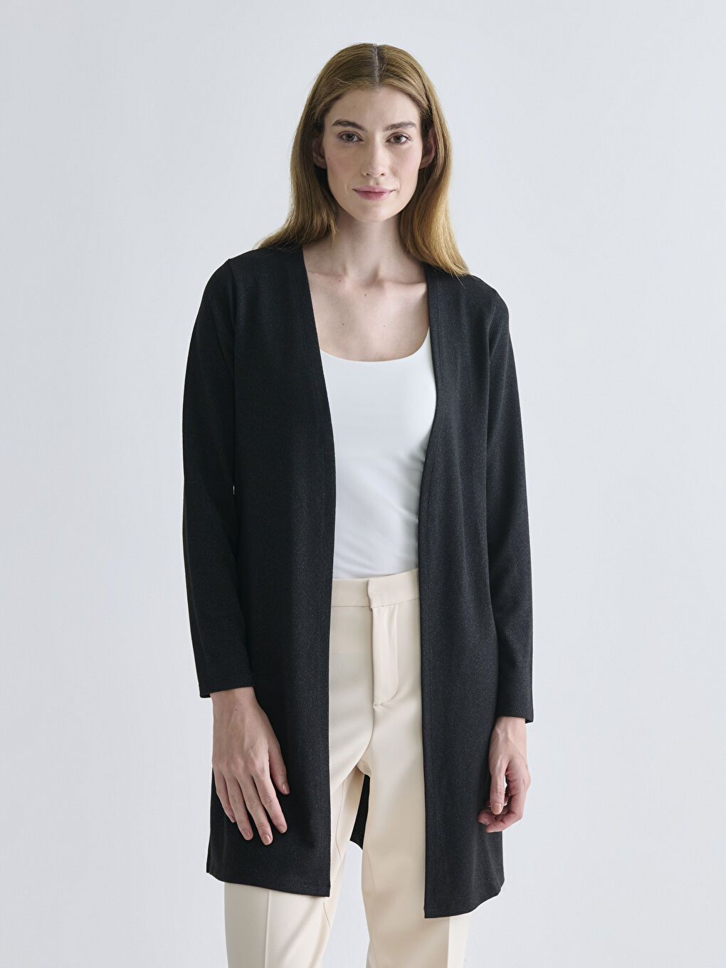 Siyah Şal Yaka Kadın Hırka-2