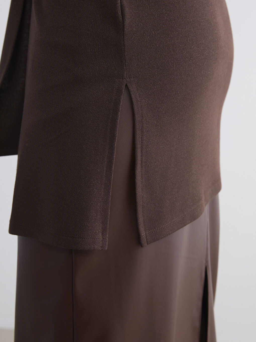 Kahverengi Şal Yaka Kadın Hırka-3