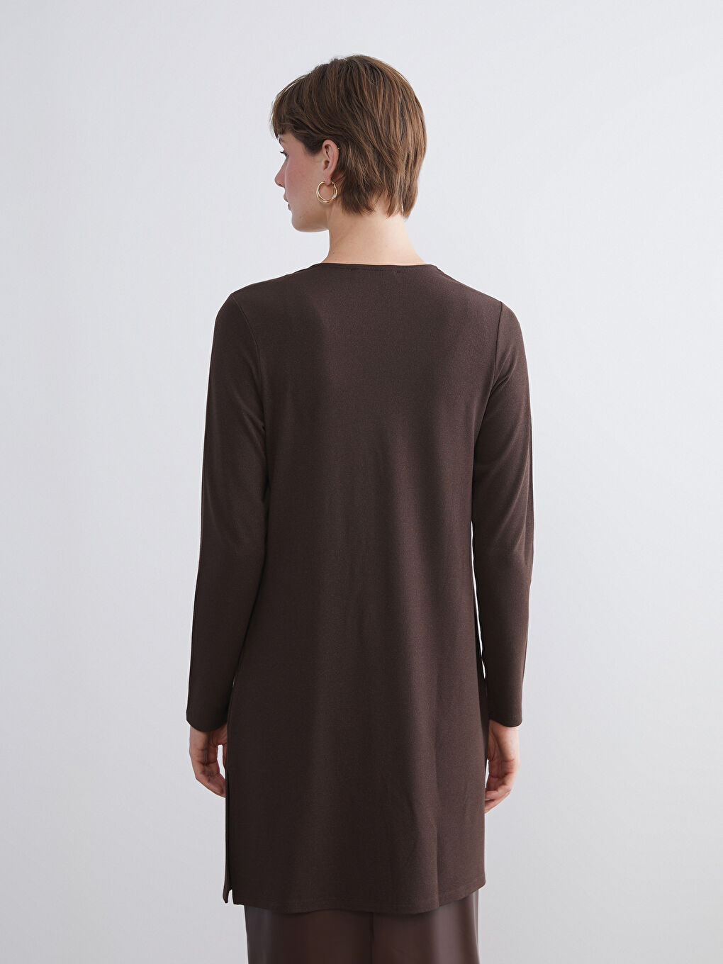 Kahverengi Şal Yaka Kadın Hırka-4