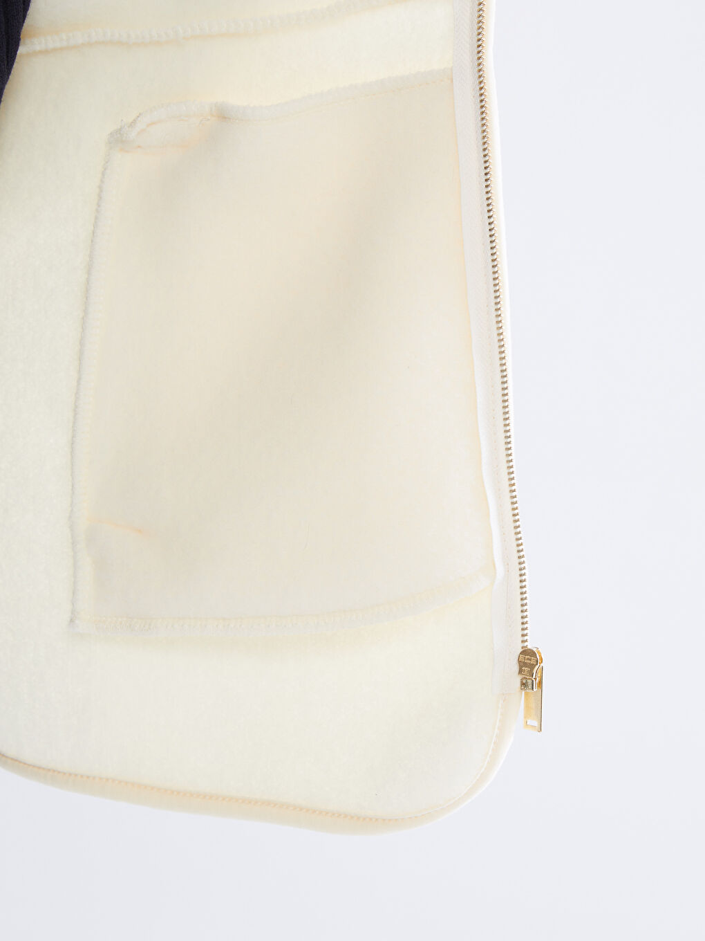 Bej Dik Yaka Kadın Pelüş Hırka-3