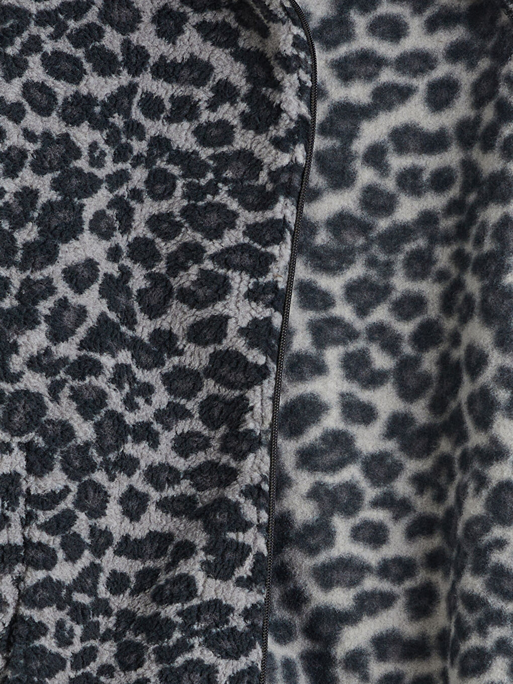 Antrasit Leopar Desenli Oversize Kadın Pelüş Hırka-6