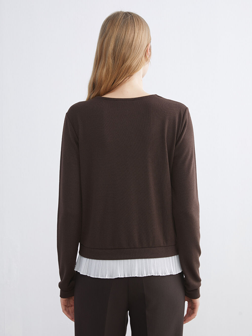 Kahverengi V Yaka Kadın Hırka-3