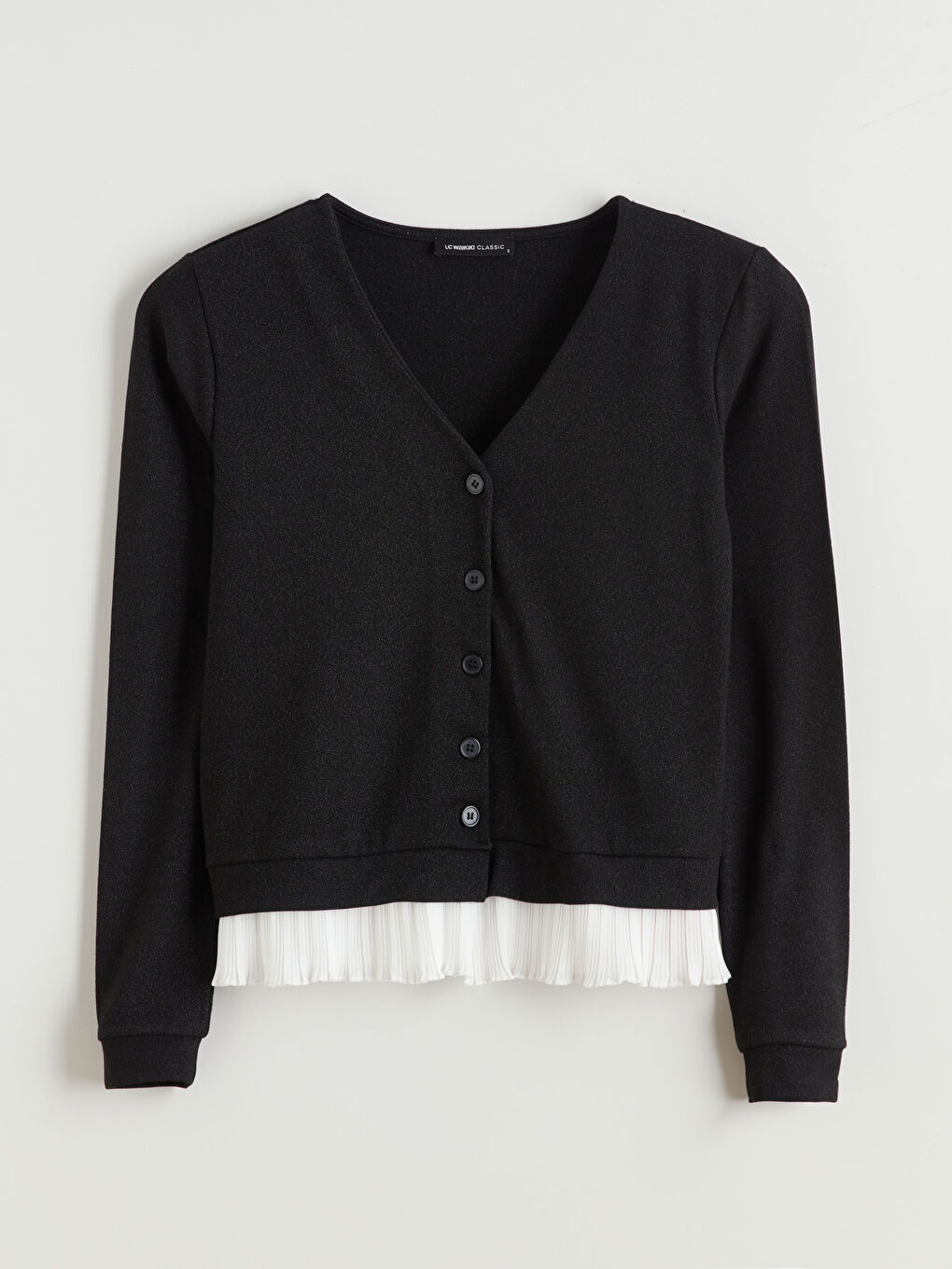 Siyah V Yaka Kadın Hırka-4