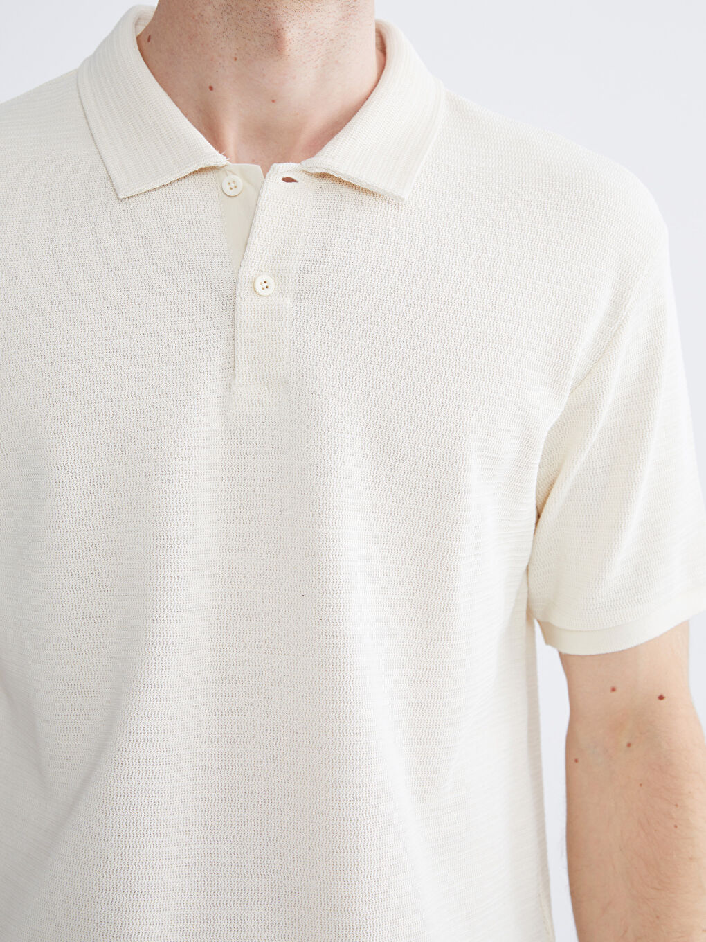 Gri Polo Yaka Kısa Kollu Basic Erkek Tişört-4